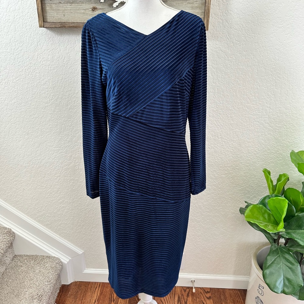 Adrianna Papell‎ blue long sleeve cocktail party dress ladies 12